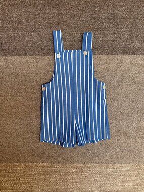 Vintage Health Tex Stantogs Chambray Blue and White Railroad Stripe Dungarees 4T
